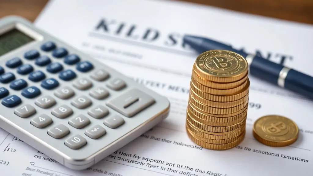 מזונות ילדים - משפחה עם מסמכים ומחשבון לחישוב מזונות